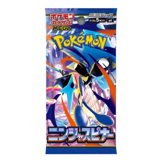 Sobre de expansión Pokémon Ninja Spinner m4 con diseño azul brillante y arte de personaje ninja en estilo japonés.