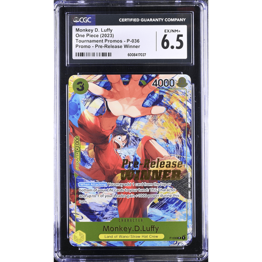 POKEMILLON Segunda Mano CGC 6.5 | One Piece Monkey.D.Luffy (P-036) (V.3) - Pre-Release Winner - One Piece Promo 2023 Inglés