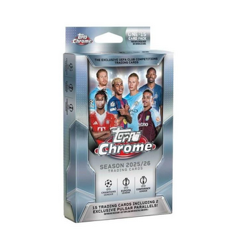 Topps | Hanger Box UEFA Club Competitions Chrome 2025-26 (15 cartas)
