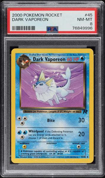 PSA 8 | Pokémon Dark Vaporeon (TR 45) Rocket Ingles