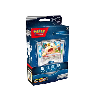 Mazo de cartas Pokémon TCG Deck Crafter's Collection 2026 con Meowth ex en una caja azul de 40 cartas y diseño técnico.