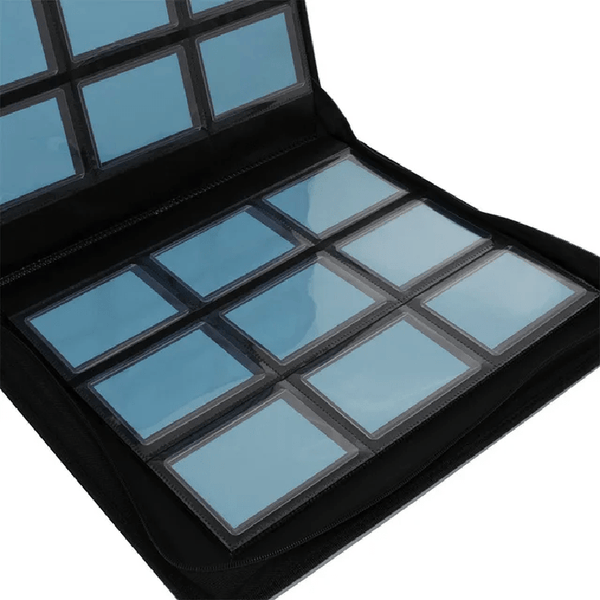 Álbum Vanguard negro con cremallera y 252 bolsillos transparentes para organizar cartas con toploader.
