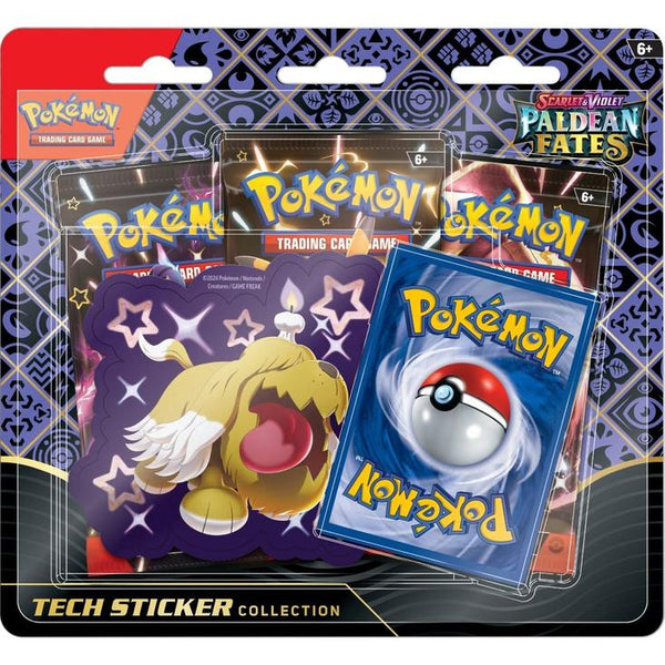 Blíster Pokémon Destinos de Paldea con 3 sobres, una carta promocional y una pegatina de Greavard en empaque de cartón.