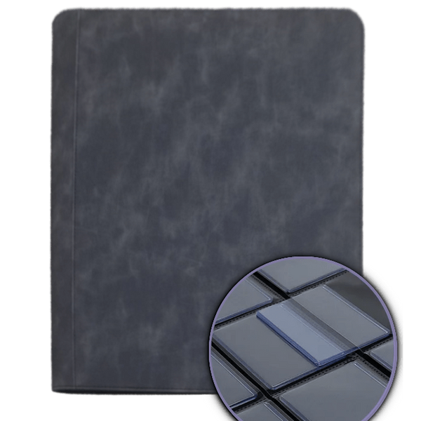 Álbum Vanguard negro con cierre de cremallera y fundas transparentes para 216 cartas en toploader.
