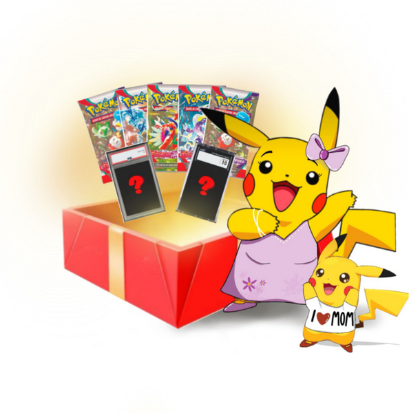 Caja Regalo | Carta PSA 10 o CGC 10 + 5 Sobres de Pokémon TCG | Santo Packs