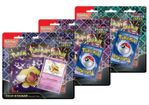 Pokémon | Blister 3 Enveloppes + Autocollant Paldean Fates Anglais 2024