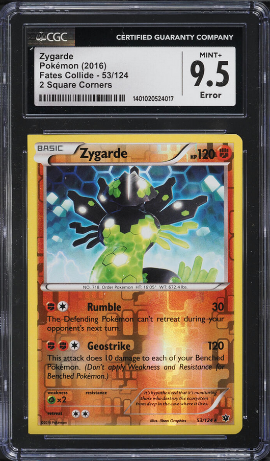 CGC 9.5 | Zygarde (FCO 53) Fates Collide ERROR Esquinas Cuadradas