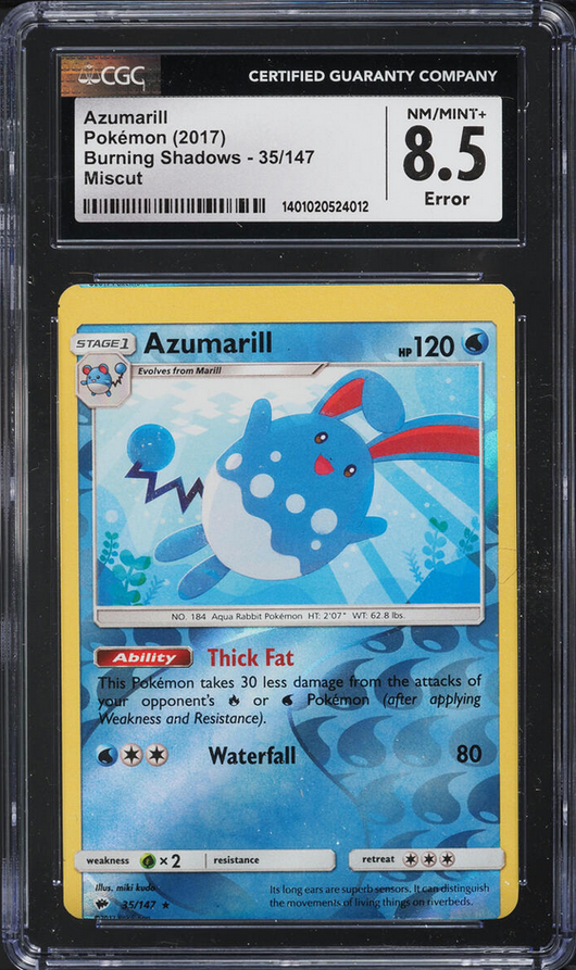 CGC 7.5 | Azumarill (BUS 35) Burning Shadows ERROR MIscut