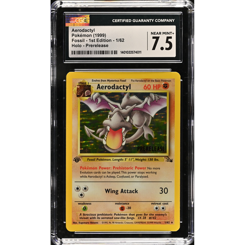Aerodactyl Fossil 1st Edition Holo Prerelease Pokemillon 001