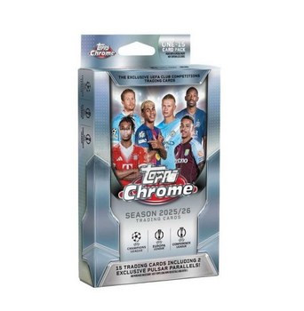 Topps | Hanger Box UEFA Club Competitions Chrome 2025-26 (15 cartas)