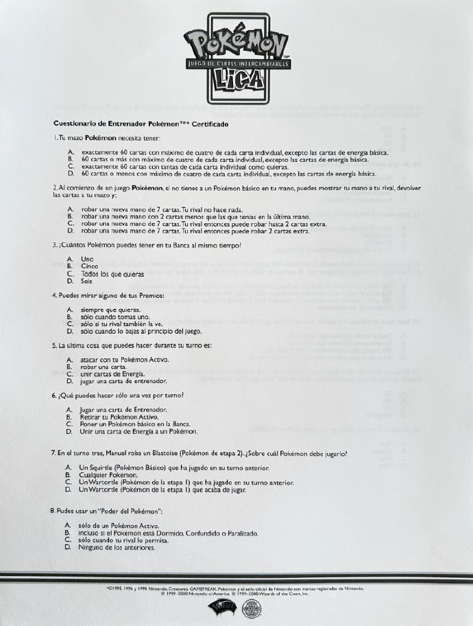 Cuestionario Oficial de Entrenador Pokémon - Liga Oficial Pokémon Pokemillon 001