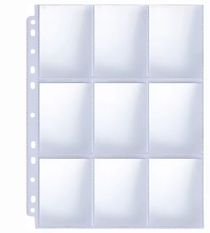 Pack 10 Hojas de 9 Bolsillos para Álbum de Cartas Coleccionables TCG Pokemillon 001