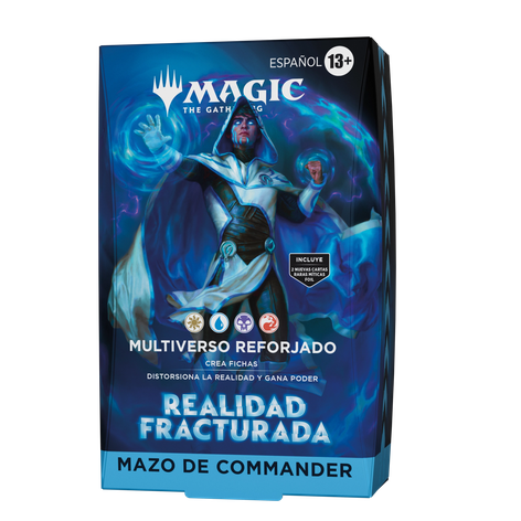 Caja de mazo Magic: The Gathering Realidad Fracturada con Jace Beleren y efectos de energía azul brillante.