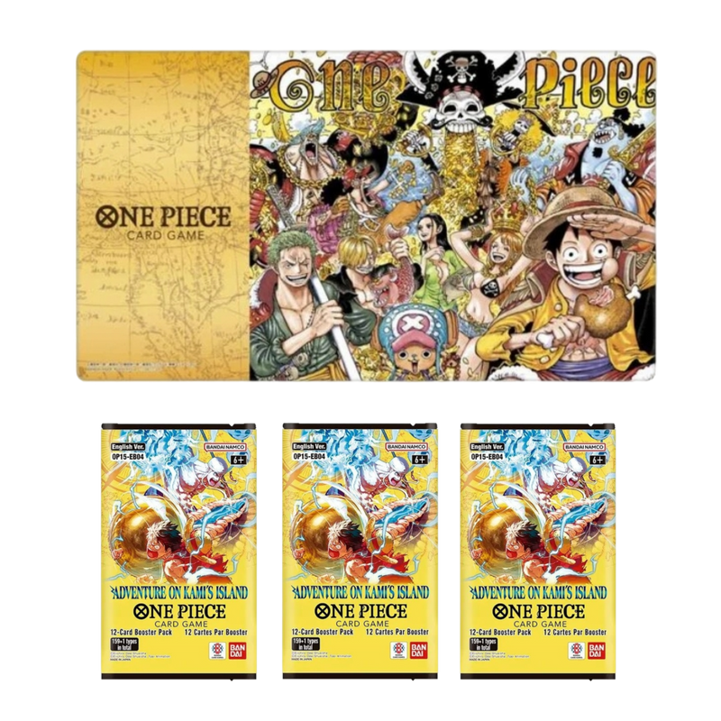 One Piece Playmat Limited Edition Vol.1 + 3 Sobres OP-15 Pokemillon 001