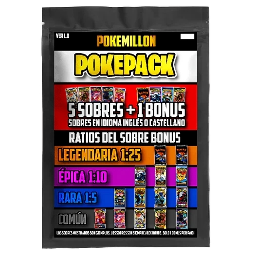 POKEPACK Base Set | 5 Sobres + Bonus | Mystery Box Base Set 1ed 1:25 Pokemillon 004