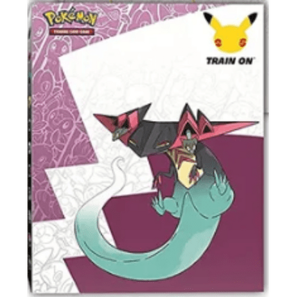 Caja de colección Pokémon Celebraciones con Dragapult Prime, diseño en tonos morados y logotipo del 25 aniversario.