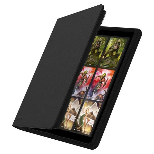 Álbum Zipfolio negro de 480 bolsillos con material XenoSkin, cierre de cremallera y páginas para organizar cartas coleccionables.