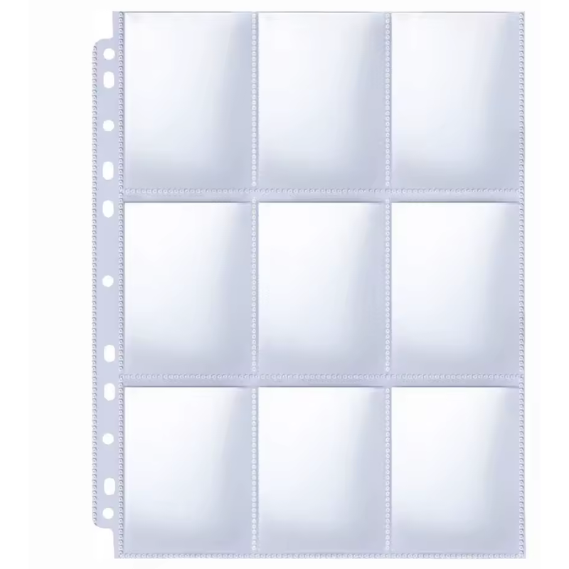 Pack 10 Hojas de 9 Bolsillos para Álbum de Cartas Coleccionables TCG Pokemillon 001