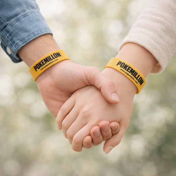Pulsera Pokemillon de Silicona Amarilla con Logo Negro