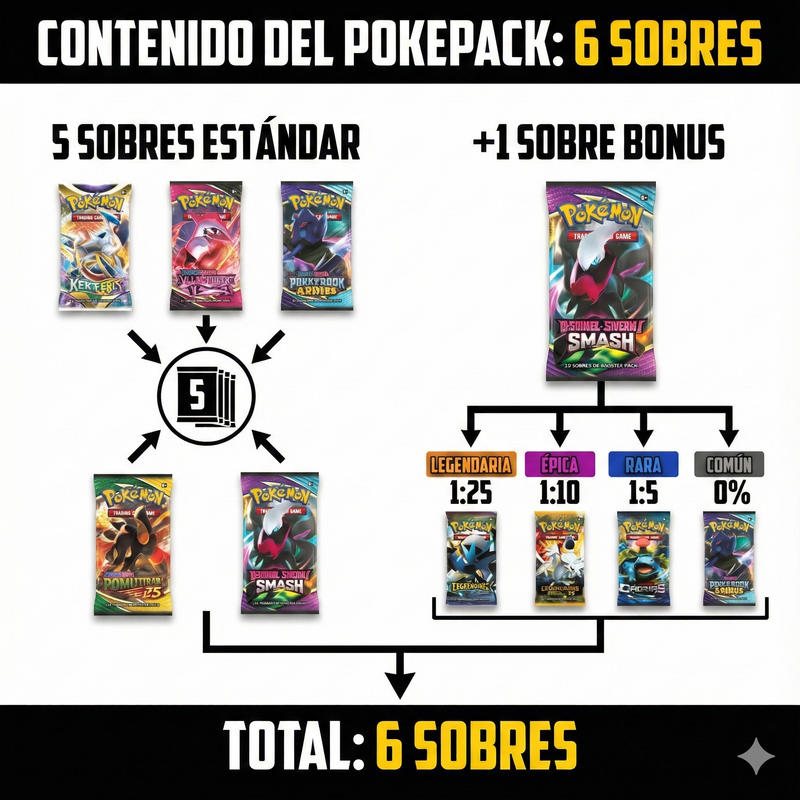 POKEPACK Base Set | 5 Sobres + Bonus | Mystery Box Base Set 1ed 1:25 Pokemillon 002