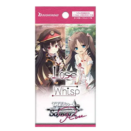 Sobre de cartas Weiss Schwarz Rose con ilustraciones de anime de Lose y Whisp en un empaque vertical de color rosa.