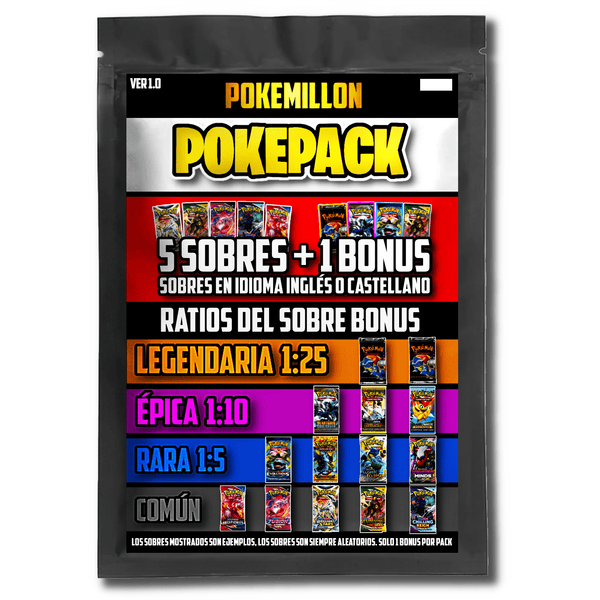 POKEMILLON POKEPACKS Base Set | 5 Sobres +Bonus | Mystery Box con Base Set 1ed 1:25