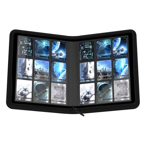 Álbum Vanguard negro con cremallera, 360 bolsillos de carga lateral para cartas coleccionables en formato 3x3.